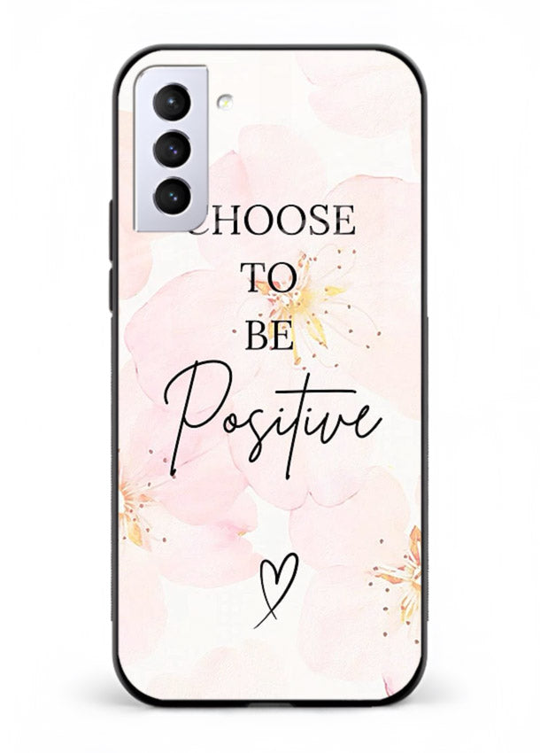 Blush floral motivational artwork printed on Samsung S21 Plus glass back cover in soft tones.
