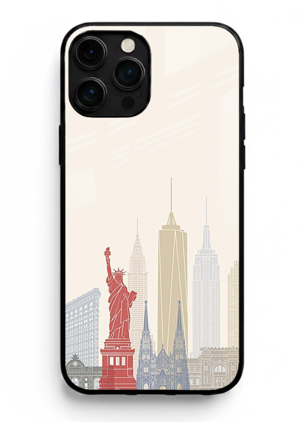 City Landmarks Sketch world landmark illustration iphone 16 pro max glass back cover
