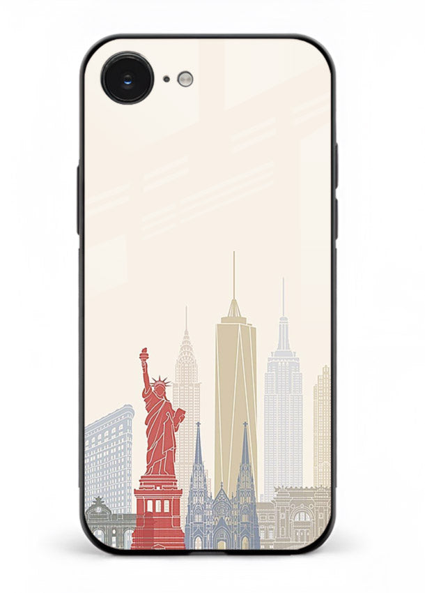 City Landmarks Sketch world landmark illustration iphone 16e glass back cover