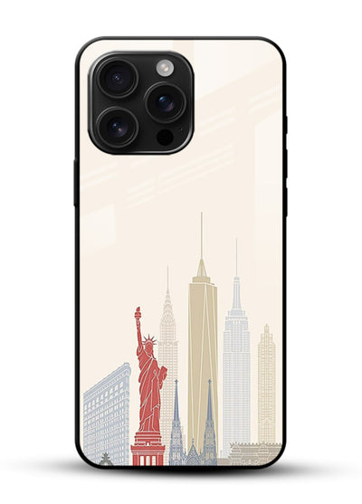 City Landmarks Sketch world landmark illustration glossy vibrant premium glass back cover - Angle Front