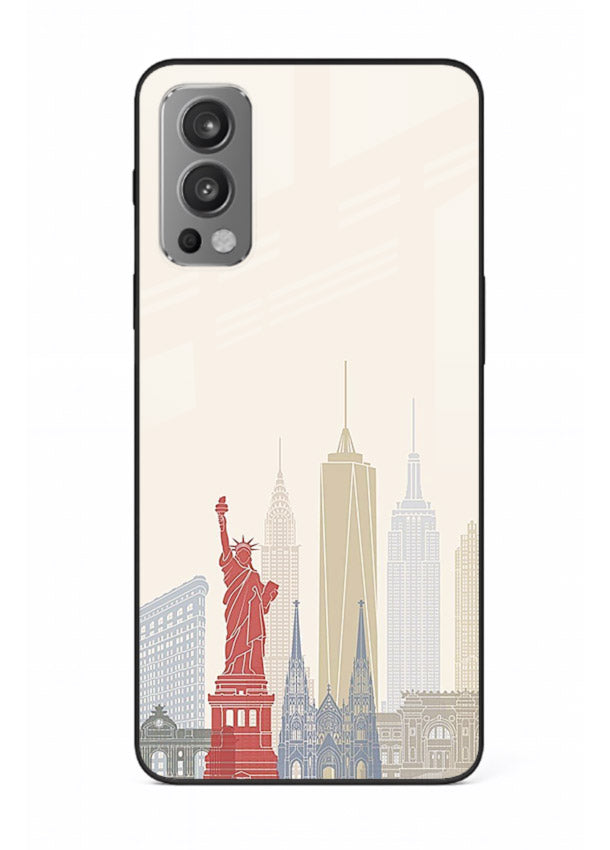 City Landmarks Sketch world landmark illustration OnePlus Nord 2 glass back cover