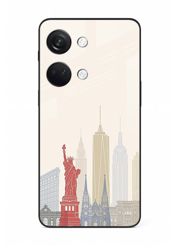 City Landmarks Sketch world landmark illustration OnePlus Nord 3 glass back cover
