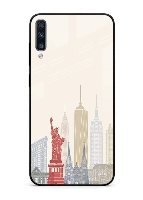 City Landmarks Sketch world landmark illustration Samsung A70 glass back cover