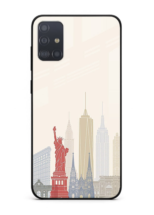City Landmarks Sketch world landmark illustration Samsung A71 glass back cover