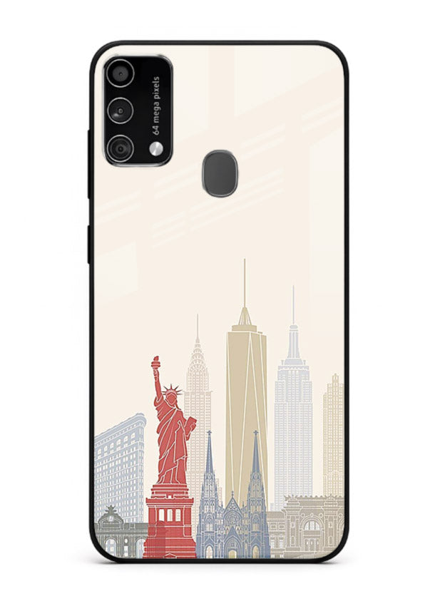 City Landmarks Sketch world landmark illustration Samsung F41 glass back cover
