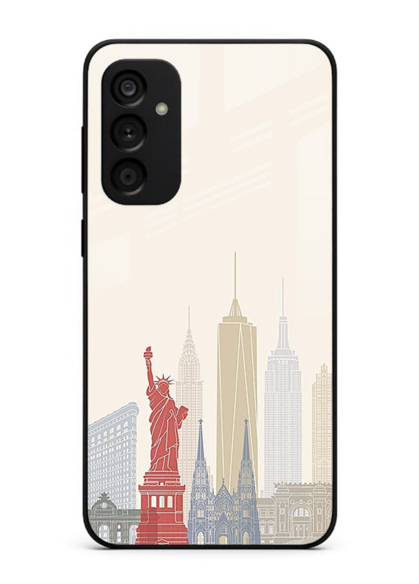 City Landmarks Sketch world landmark illustration Samsung A14 5G glass back cover