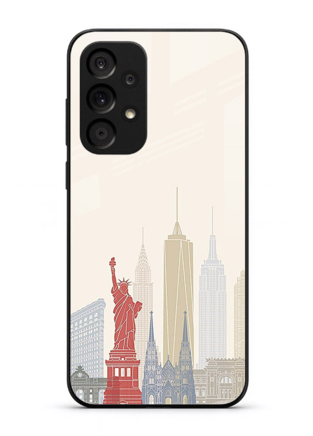 City Landmarks Sketch world landmark illustration Samsung A33 5G glass back cover