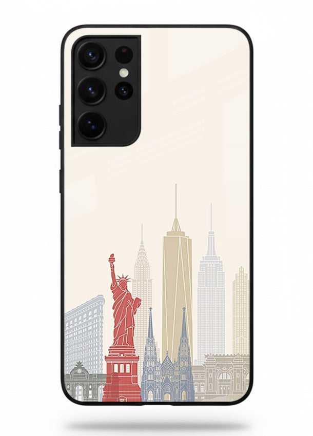 City Landmarks Sketch world landmark illustration Samsung S21 Ultra glass back cover