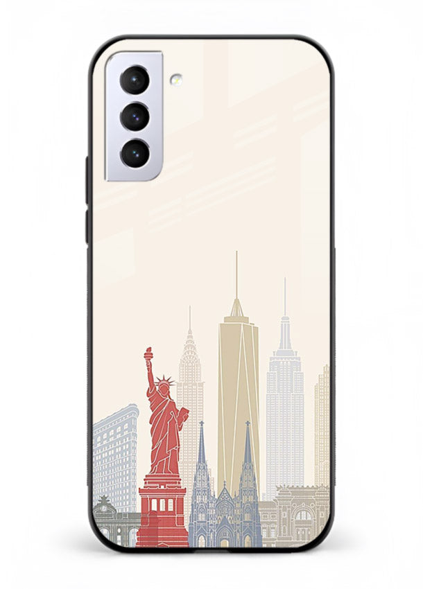 City Landmarks Sketch world landmark illustration Samsung S21 Plus glass back cover