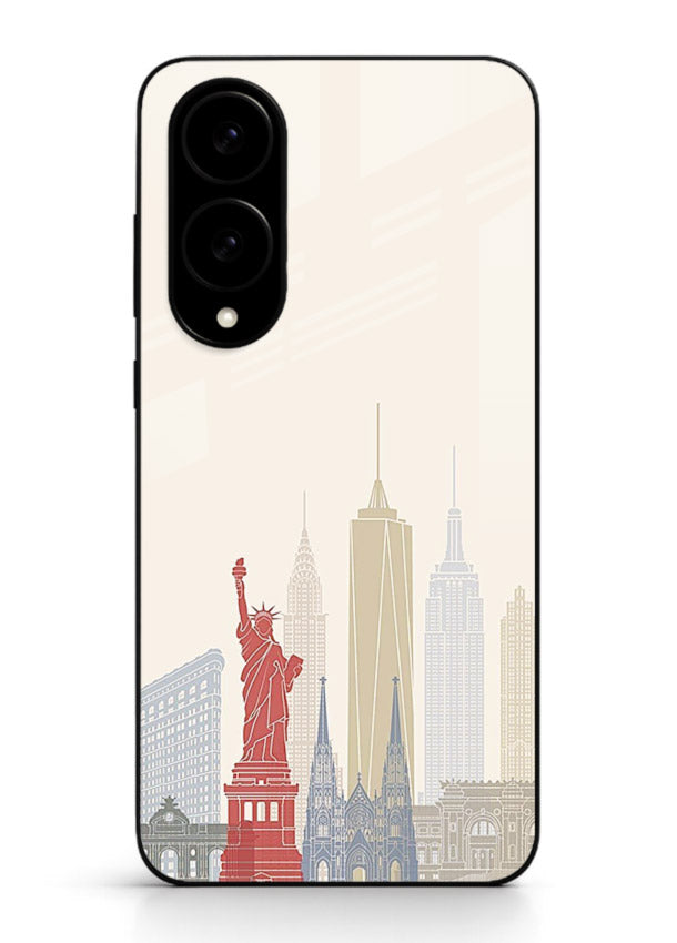 City Landmarks Sketch world landmark illustration Samsung S25 Edge glass back cover
