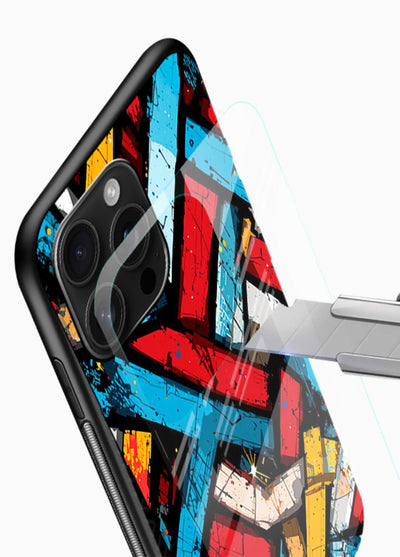 Color Bricks Abstract vibrant brick pattern glossy vibrant premium glass back cover - Angle Blade