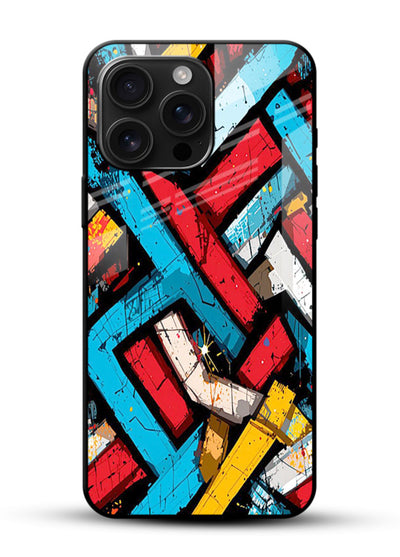 Color Bricks Abstract vibrant brick pattern glossy vibrant premium glass back cover - Angle Front