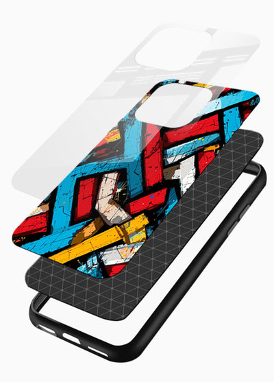 Color Bricks Abstract vibrant brick pattern glossy vibrant premium glass back cover - Angle Layers