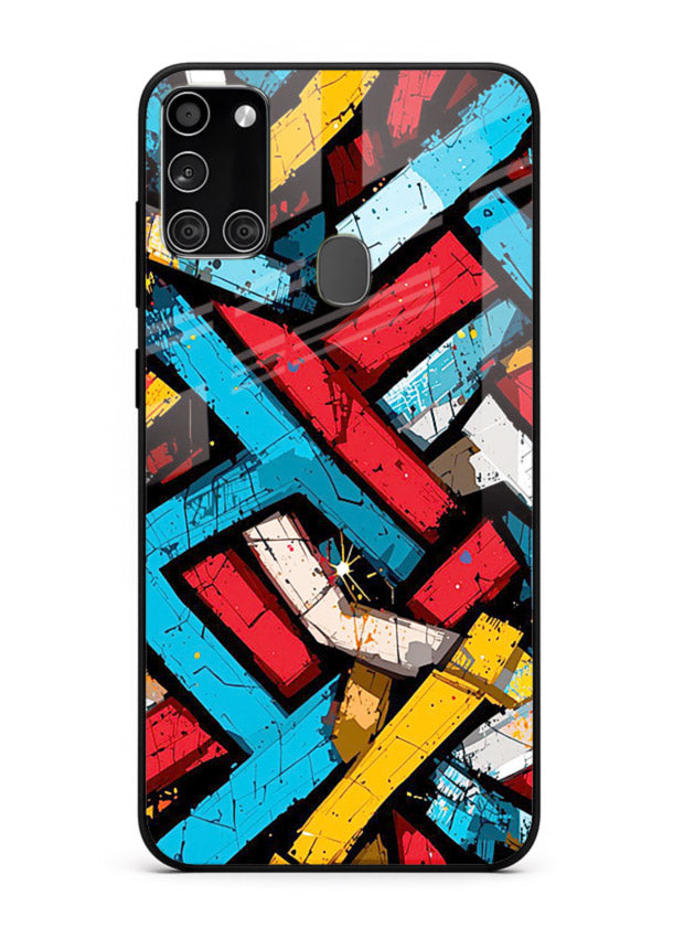 Color Bricks Abstract vibrant brick pattern Samsung A21s glass back cover