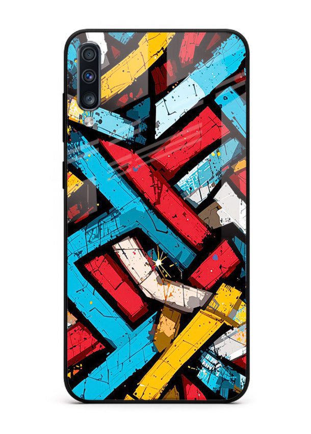Color Bricks Abstract vibrant brick pattern Samsung A70 glass back cover
