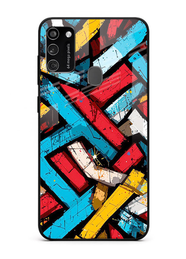 Color Bricks Abstract vibrant brick pattern Samsung M21 glass back cover