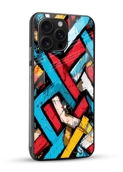 Color Bricks Abstract vibrant brick pattern glossy vibrant premium glass back cover - Angle Side
