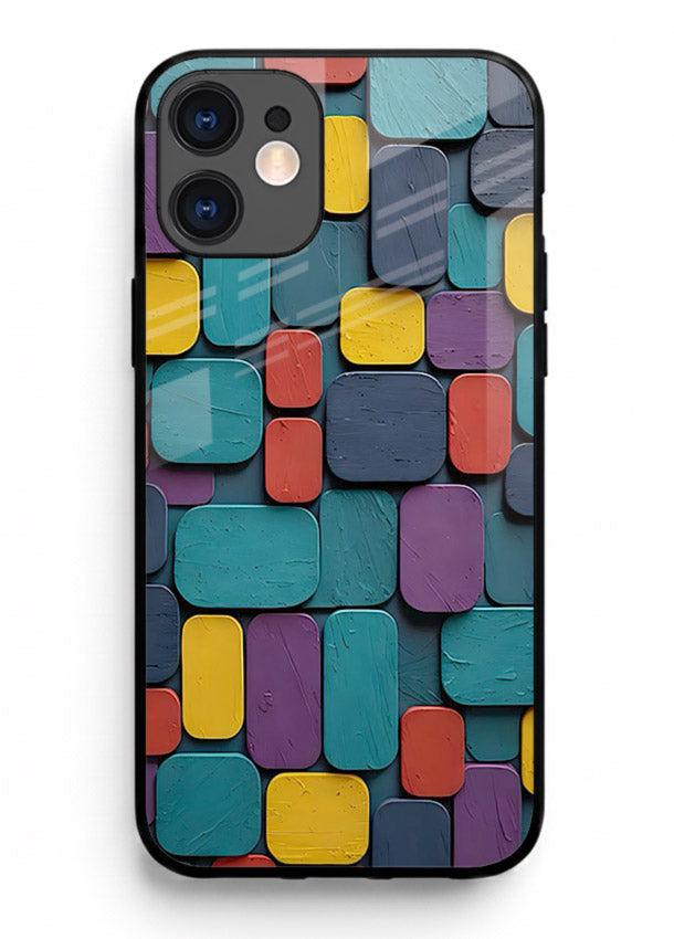 Color Clay Squares earthy square pattern iphone 11 glass back cover