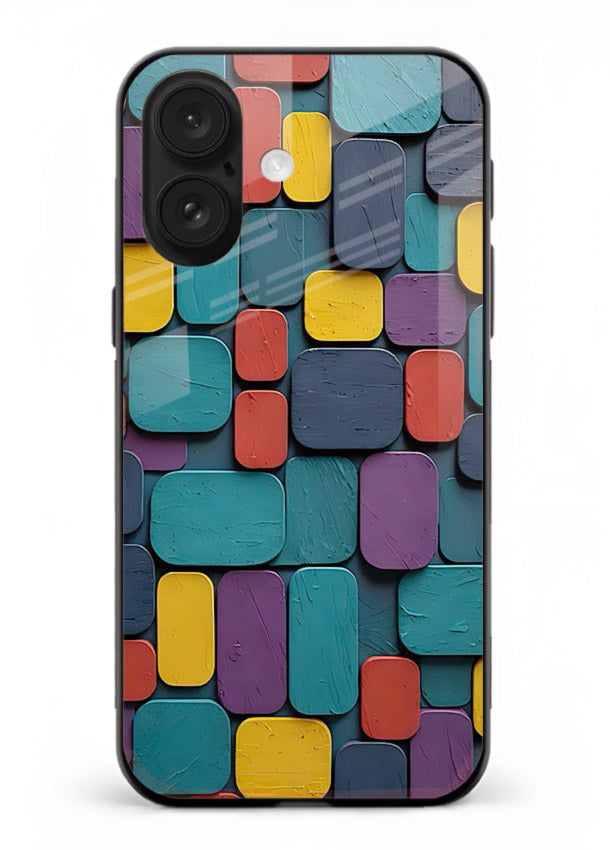 Color Clay Squares earthy square pattern iphone 18 glass back cover