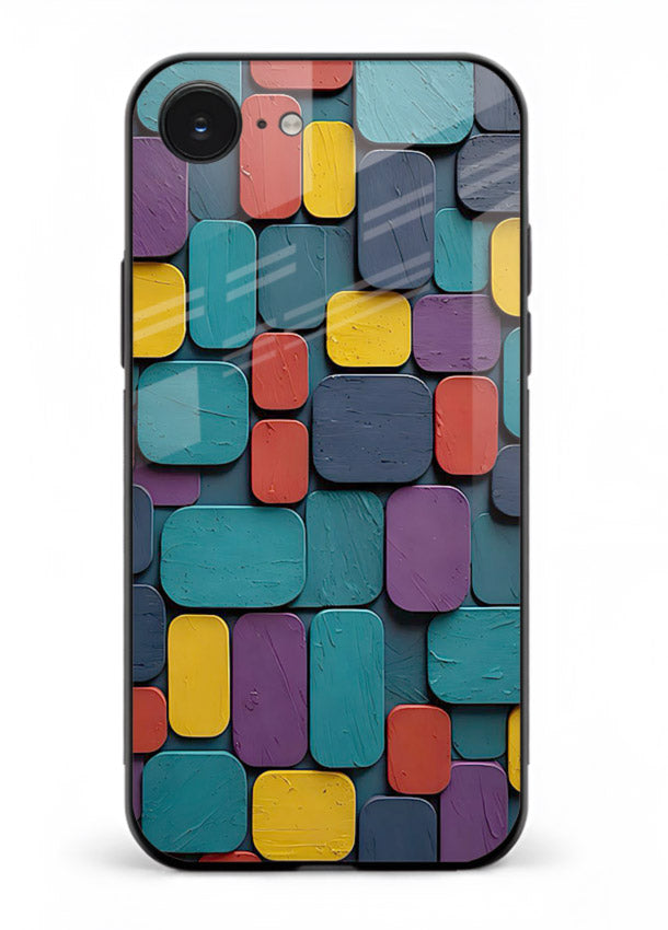 Color Clay Squares earthy square pattern iphone 16e glass back cover
