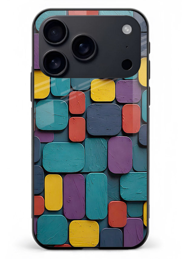 Color Clay Squares earthy square pattern iphone 18 pro max glass back cover