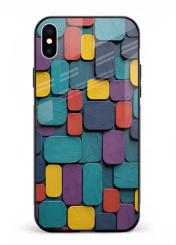Color Clay Squares earthy square pattern iphone xs max glass back cover