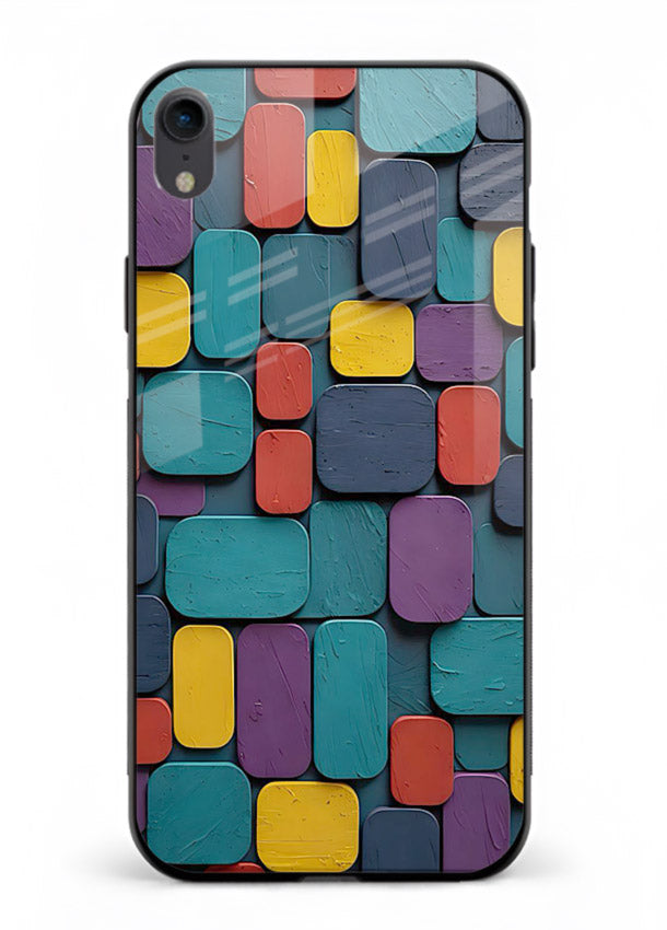 Color Clay Squares earthy square pattern iphone xr glass back cover