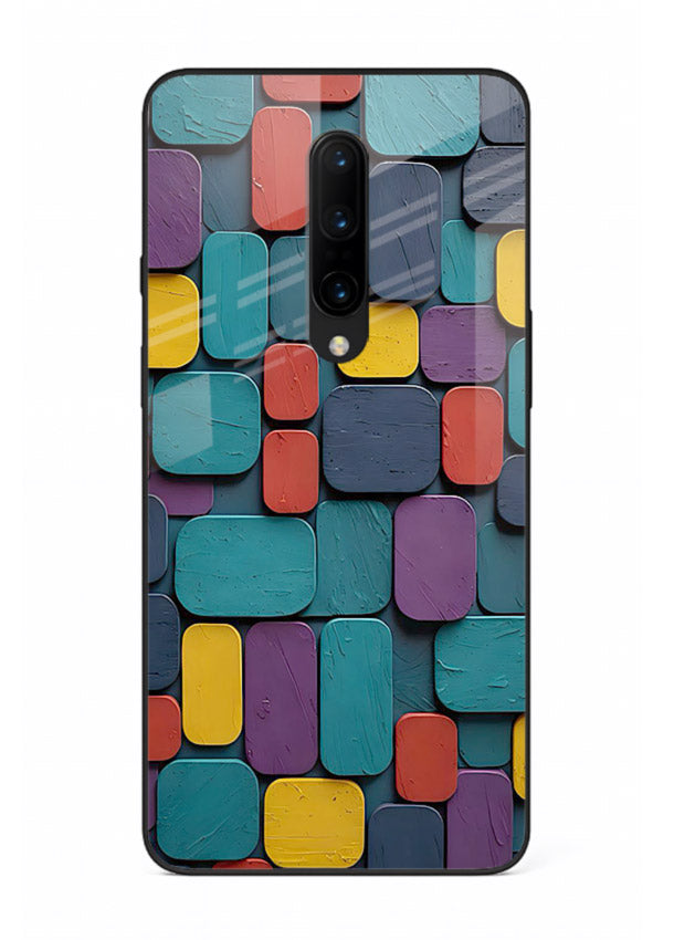 Color Clay Squares earthy square pattern OnePlus 7T Pro glass back cover