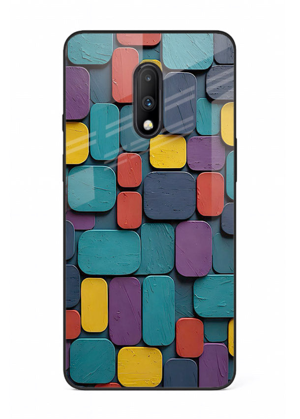 Color Clay Squares earthy square pattern OnePlus 7 glass back cover