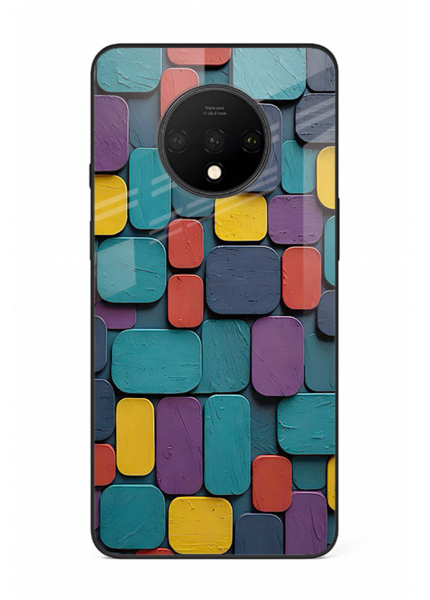 Color Clay Squares earthy square pattern OnePlus 7T glass back cover