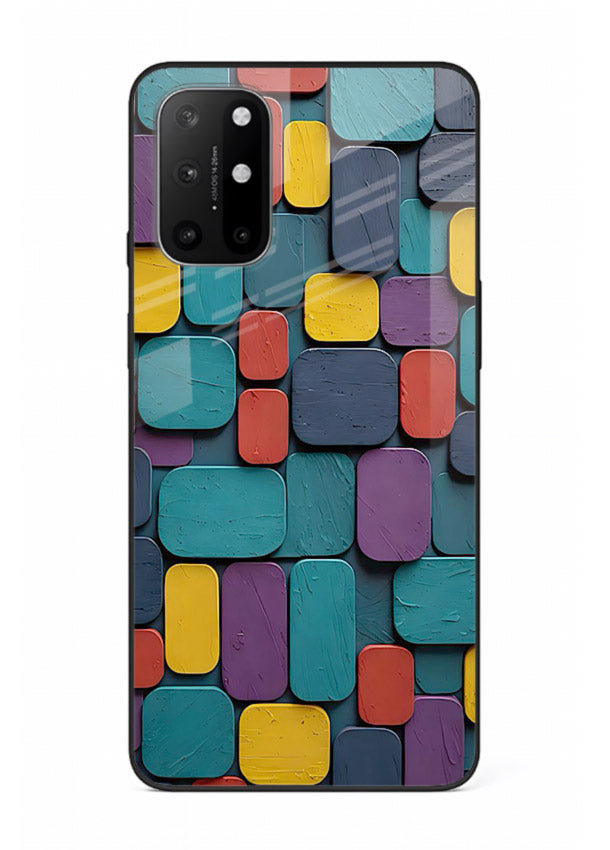 Color Clay Squares earthy square pattern OnePlus 8T glass back cover