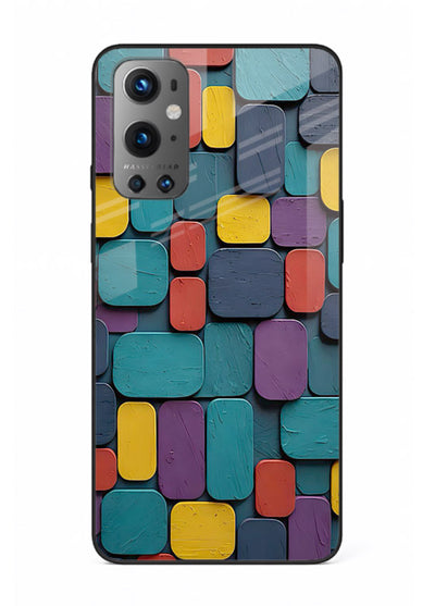 Color Clay Squares earthy square pattern OnePlus 9 glass back cover