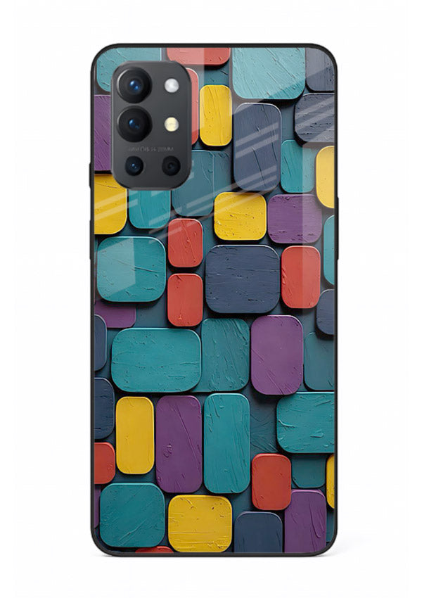 Color Clay Squares earthy square pattern OnePlus 9R glass back cover
