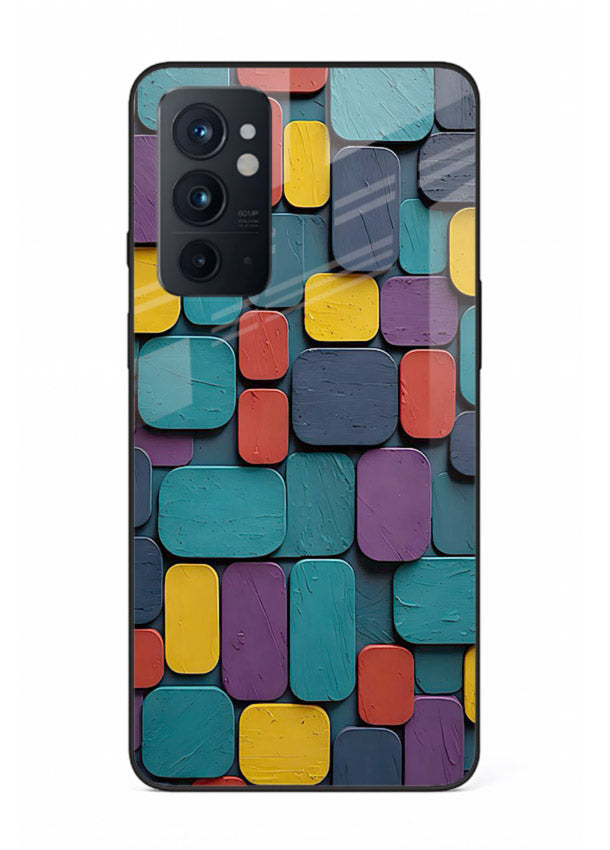 Color Clay Squares earthy square pattern OnePlus 9RT glass back cover