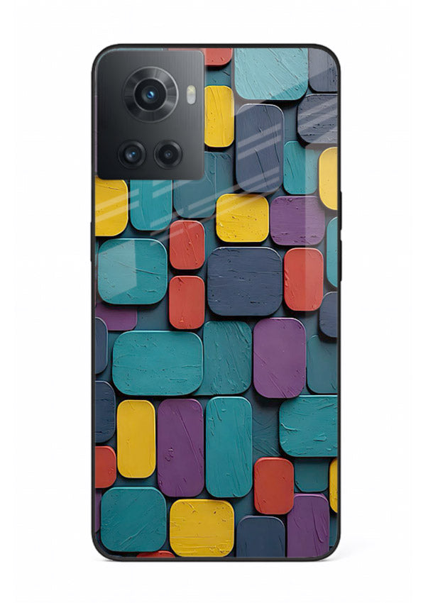 Color Clay Squares earthy square pattern OnePlus 10R glass back cover