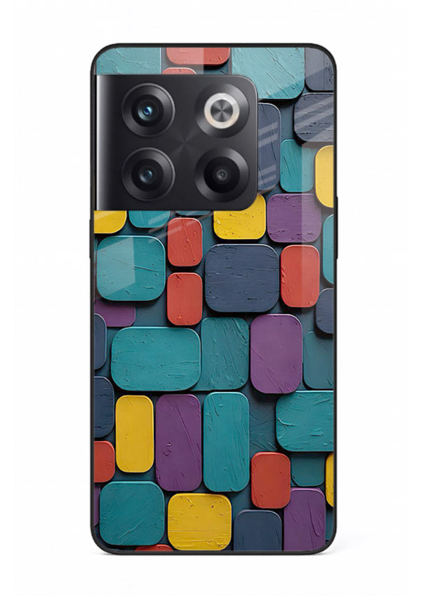 Color Clay Squares earthy square pattern OnePlus 10T glass back cover