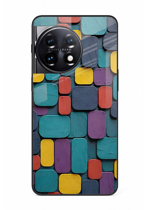 Color Clay Squares earthy square pattern OnePlus 11 glass back cover
