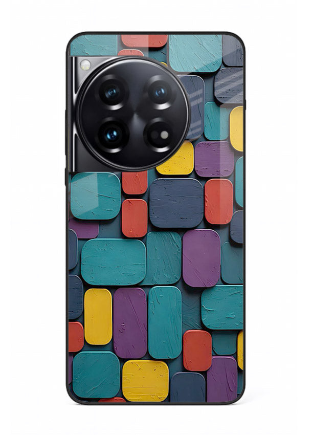 Color Clay Squares earthy square pattern OnePlus 12 glass back cover