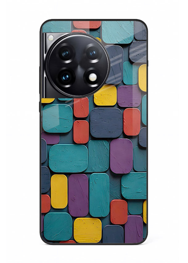 Color Clay Squares earthy square pattern OnePlus 12R glass back cover