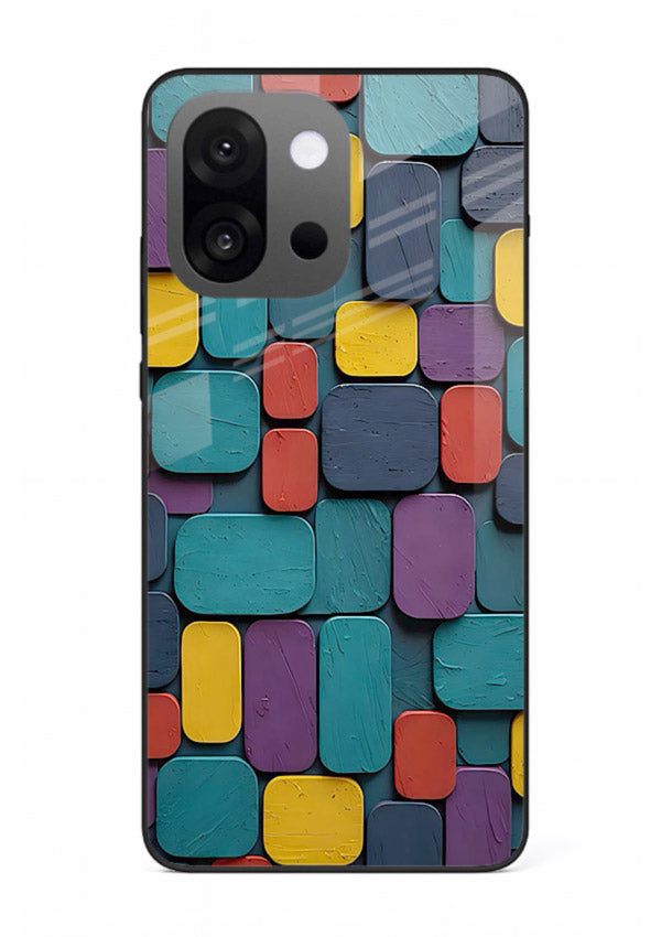 Color Clay Squares earthy square pattern OnePlus 13s glass back cover