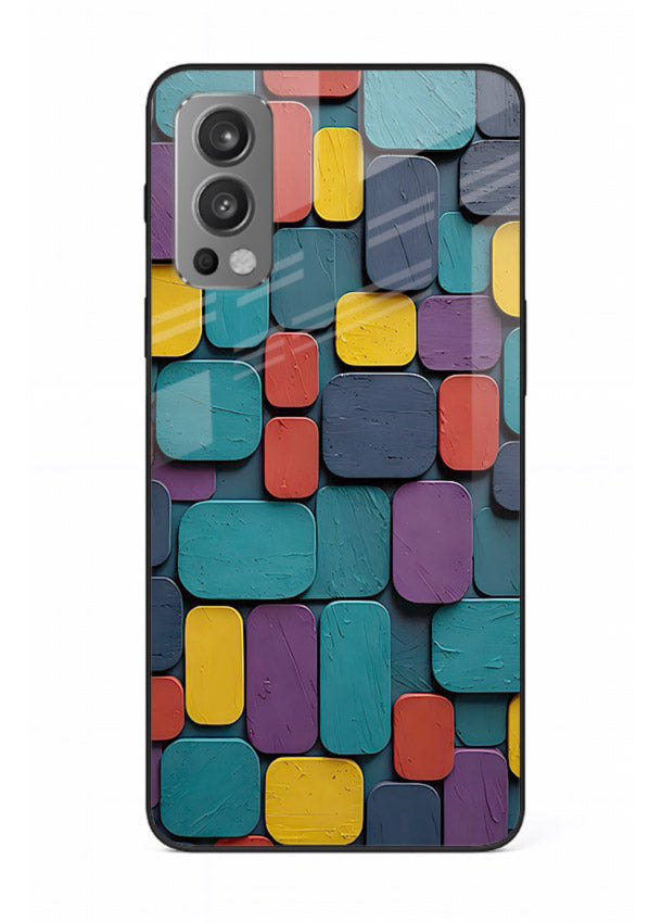 Color Clay Squares earthy square pattern OnePlus Nord 2 glass back cover
