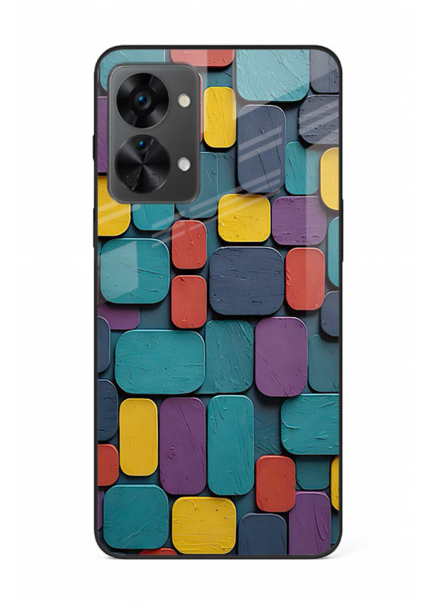 Color Clay Squares earthy square pattern OnePlus Nord 2T glass back cover