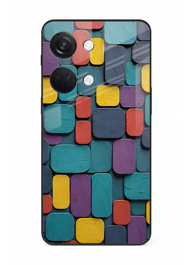 Color Clay Squares earthy square pattern OnePlus Nord 3 glass back cover