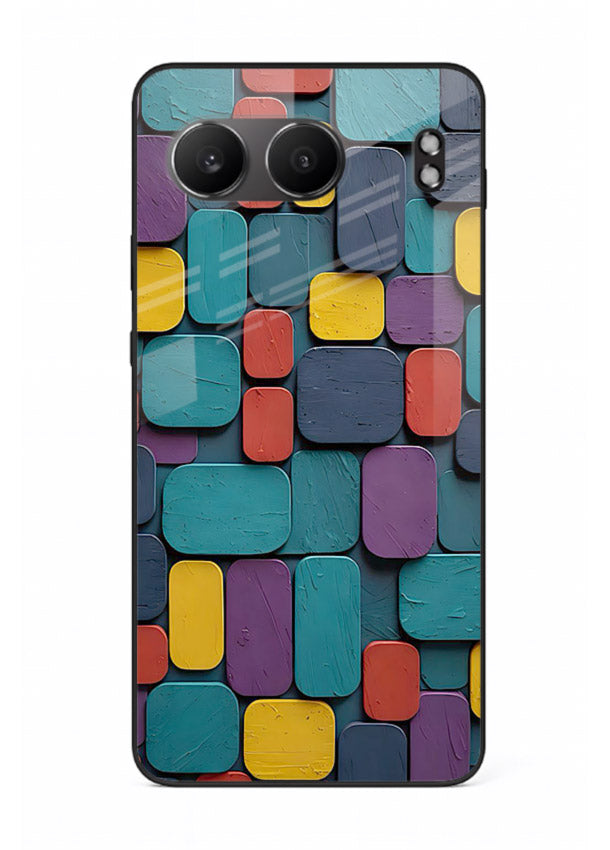 Color Clay Squares earthy square pattern OnePlus Nord 4 glass back cover