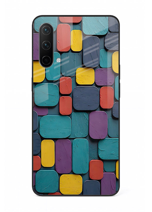 Color Clay Squares earthy square pattern OnePlus Nord CE 5G glass back cover