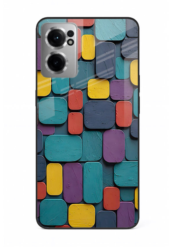 Color Clay Squares earthy square pattern OnePlus Nord CE2 5G glass back cover