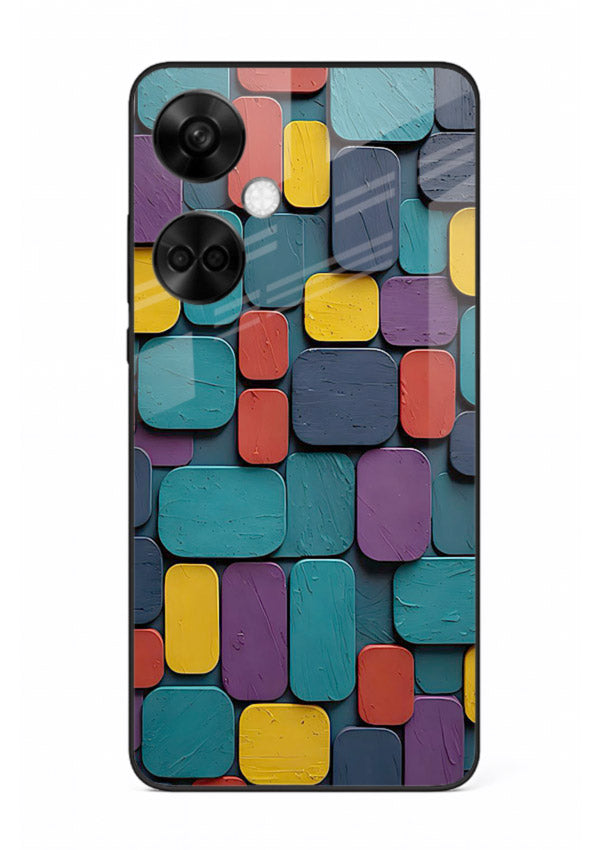 Color Clay Squares earthy square pattern OnePlus Nord CE3 glass back cover