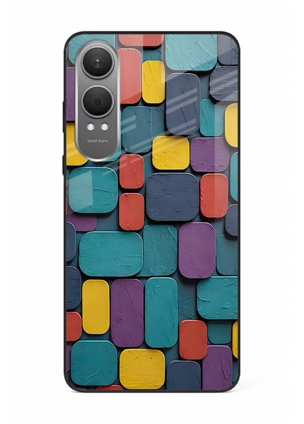 Color Clay Squares earthy square pattern OnePlus Nord CE4 Lite glass back cover