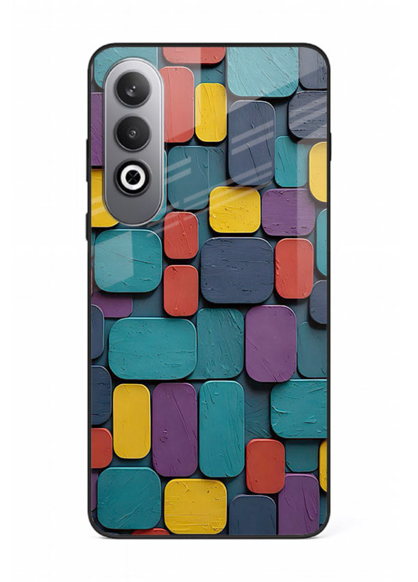 Color Clay Squares earthy square pattern OnePlus Nord CE4 glass back cover