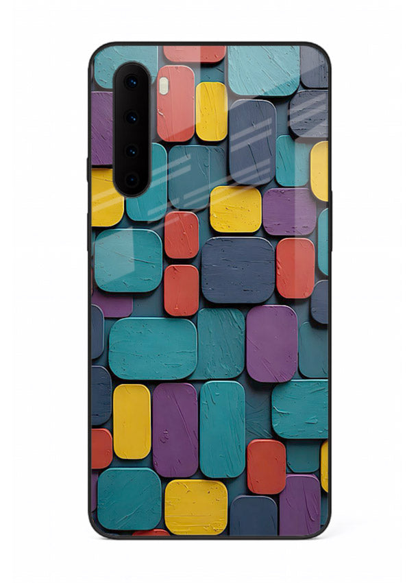 Color Clay Squares earthy square pattern OnePlus Nord glass back cover